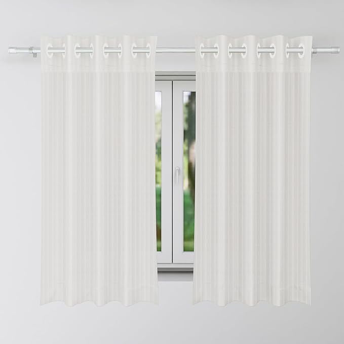 Kuber Industries Window Curtain Sheer Parda for Living Room Lining Net Colour Cream