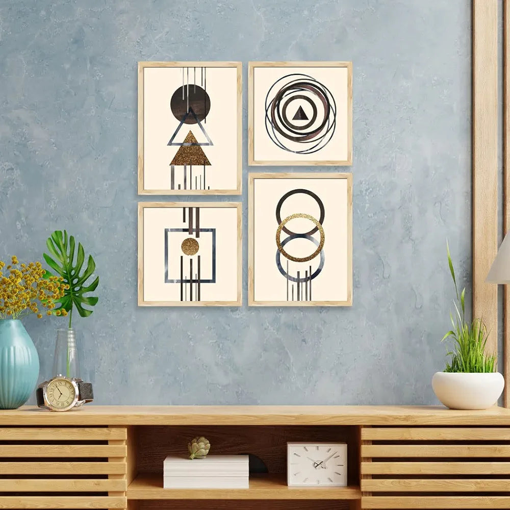 ArtX Paper Abstract Shapes Big Wall Art Frame Painting Set of 4