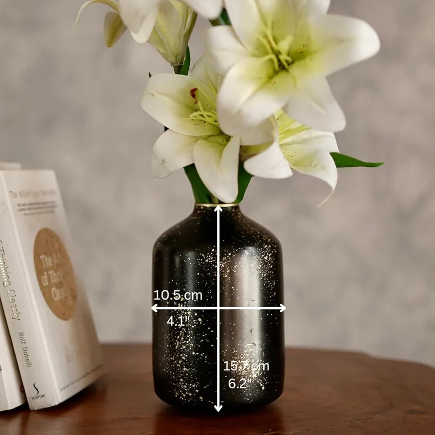 Behoma Metal Flower Vase Spotted Black Flowers not Included