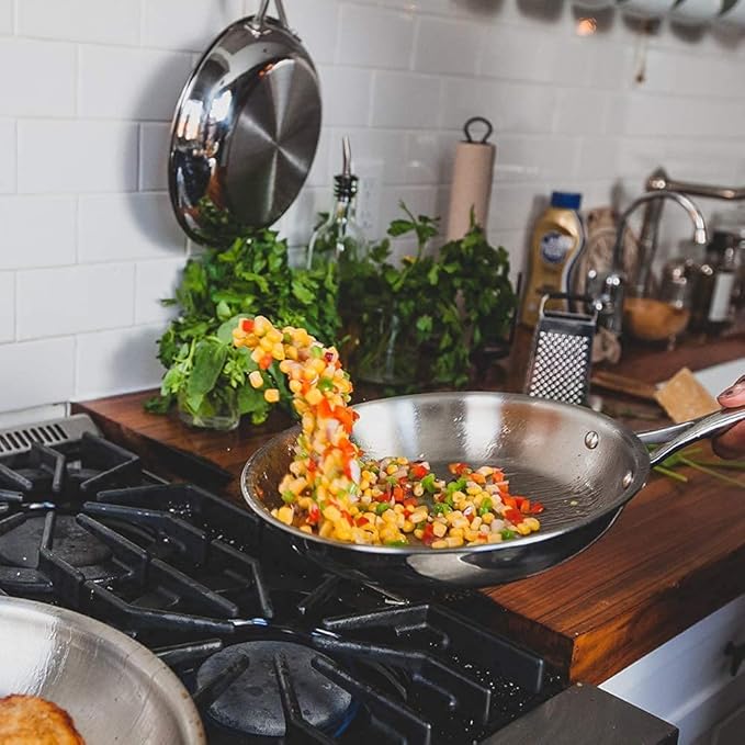 Femora Tri-ply Frying Pan 24 Cm Capacity 1.8 L Without Lid | Healthy Cooking | Induction Safe | Stain Resistant | Zero Coating