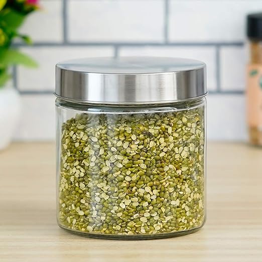 Femora Kitchen Storage Jars Borosilicate Glass With Steel Lid Air Tight Kitchen Jar and Container | 750 Ml | Pack of 1