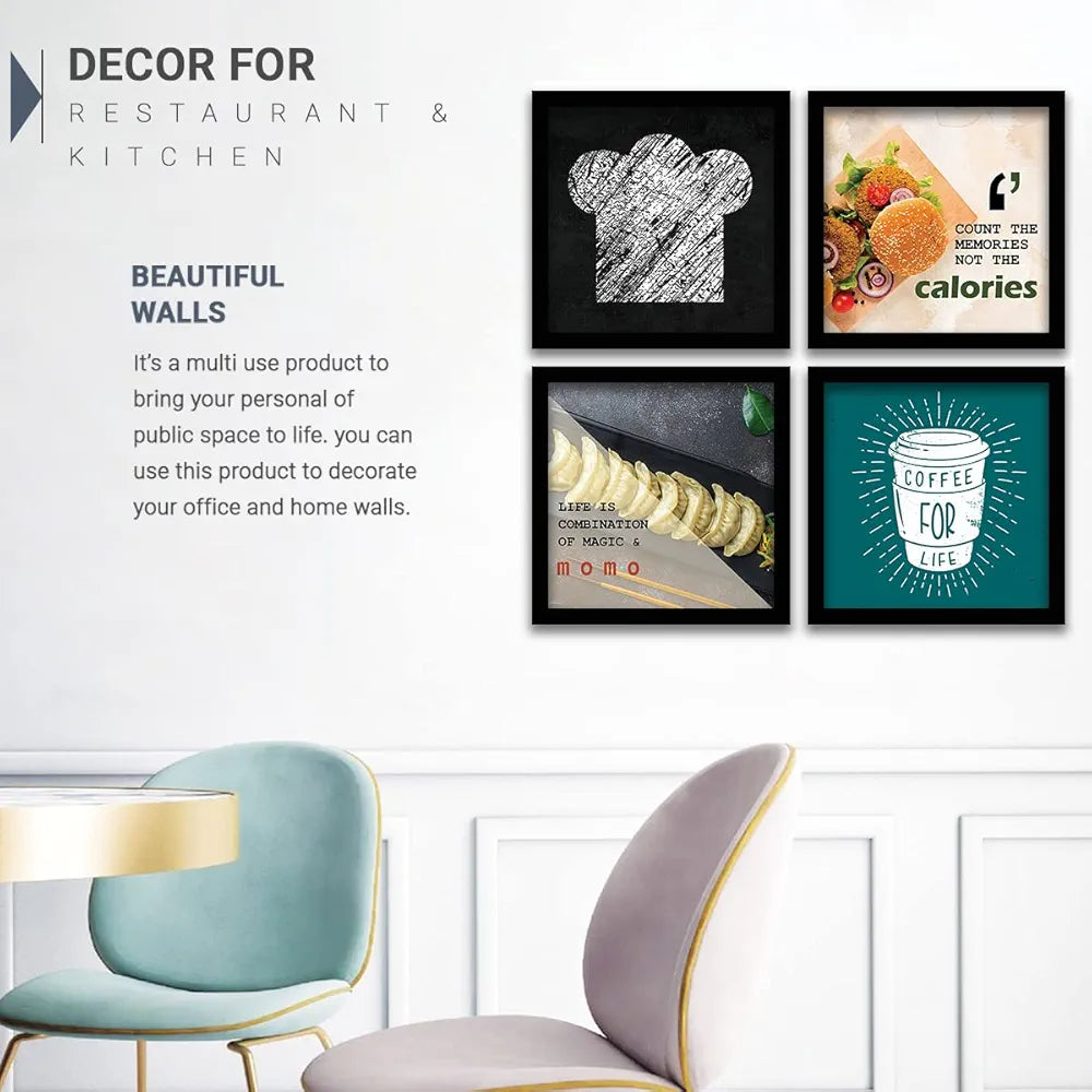 Kotart - Cooking Quotes Wall Posters with Frame Framed Kitchen Poster Set of 4 Design33