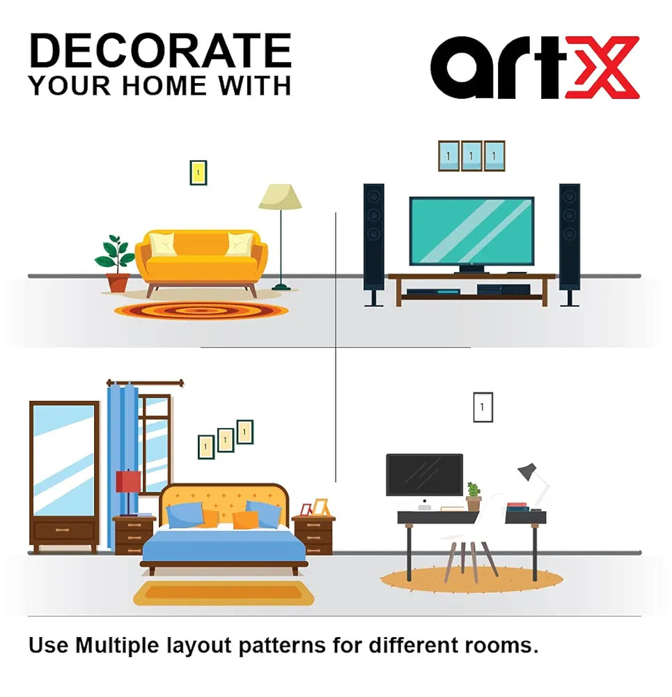 ArtX Paper Music Instruments Wall Art Painting Framed Set of 3