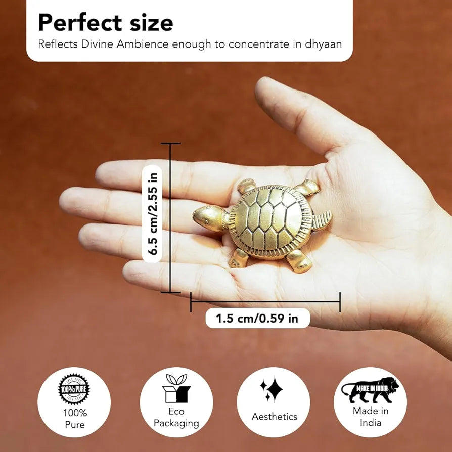 Ekhasa Pure Brass Feng Shui Tortoise for Good Luck Tortoise