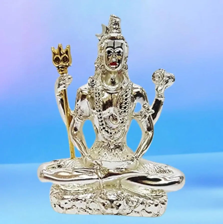 Gold Art India Lord Shiva 999 Silver Plated Idol
