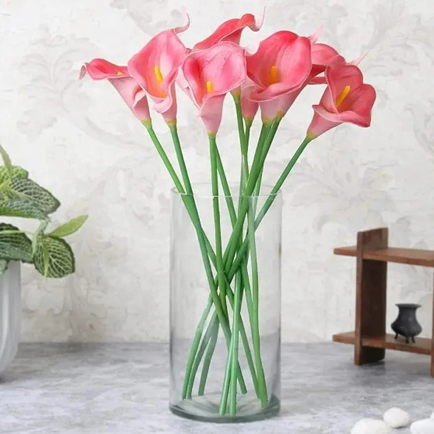 Artificial Calla Lily Flowers Bunch for Vase and Flower Pots 10 Pcs Pot Not Included