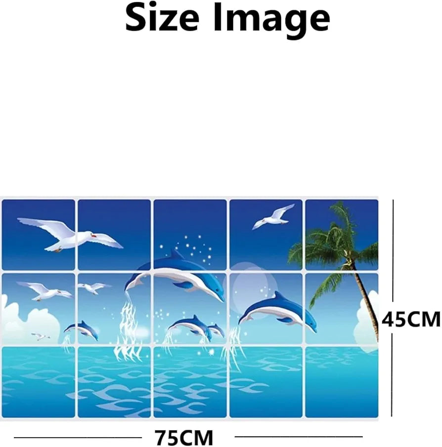 Jaamso Royals Multicolor Nature Design Vinyl Peel and Stick Self Adhesive Wall Sticker Fish