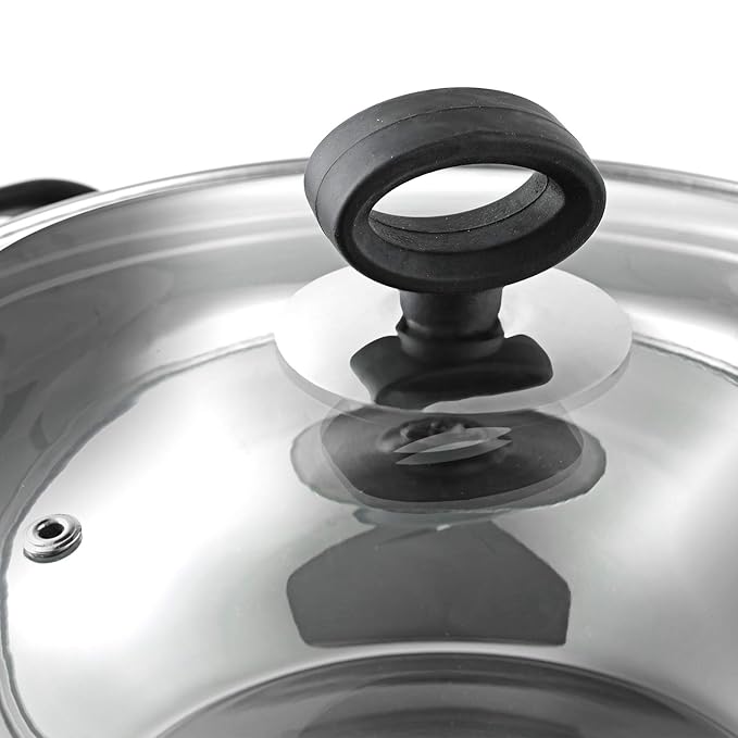 Vinod Stainless Steel Deluxe Kadhai with Glass Lid - 3.8 Litre, 26cm | Extra Thick, SAS Bottom | Soft Handle | Kadai for Cooking
