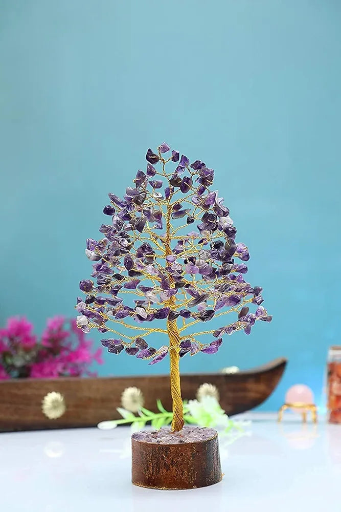 Zaicus Seven Chakra Gemstone Tree Crystal Tree of Life Feng Shui 10-12 Inch Silver Wire