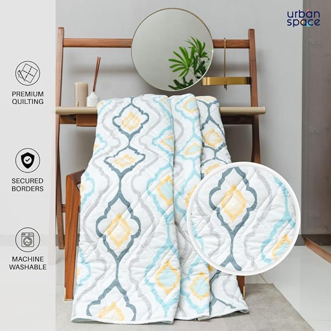 Urban Space Double Bed Comforter Microfiber 3 Layered Quilt Printed AC Blanket Colour Morocco