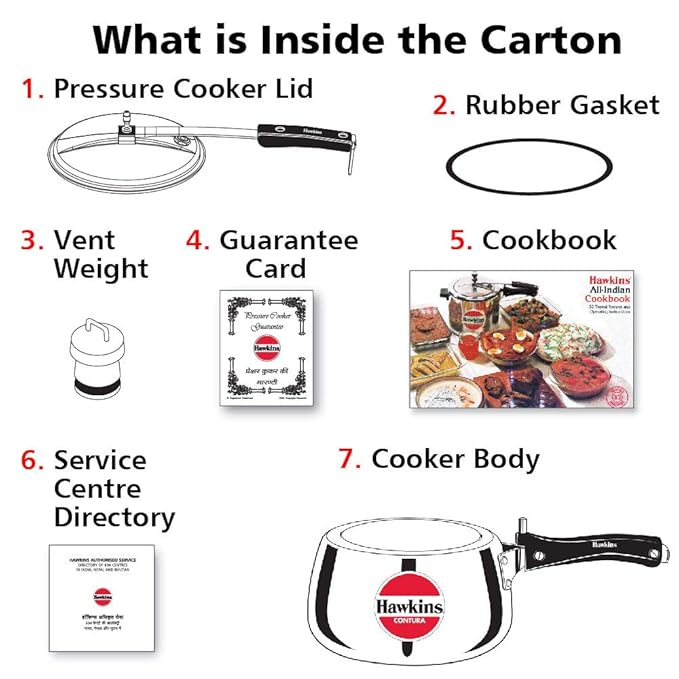 Hawkins 3 Litre Contura Pressure Cooker Handi Inner Lid Cooker Silver