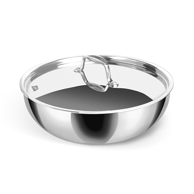 Milton Pro Cook Triply Stainless Steel Induction Tasla with Lid, 16 cm | 1210 gms