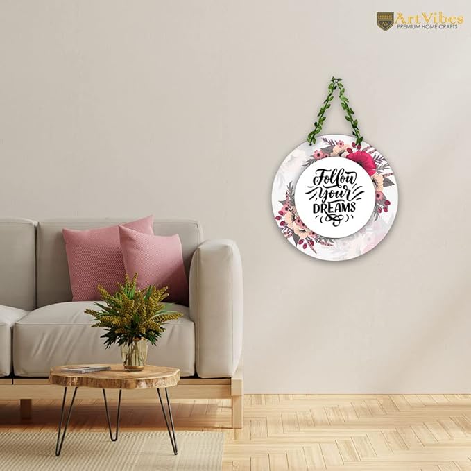 Artvibes Follow Your Dreams Wall Hanging for Home | Mdf Wooden Wall Hanger for Wall Decoration
