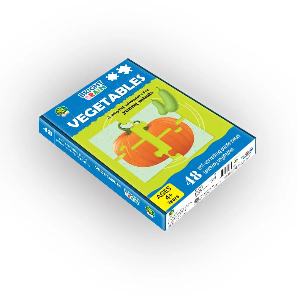 The Book Tree Bright Brain Vegetables 48 Piece Jigsaw Puzzle for Preschoolers, Educational Toy for Learning Animals Family Food, Gifts for Kids Ages 3 to 6 by Majestic Book Club