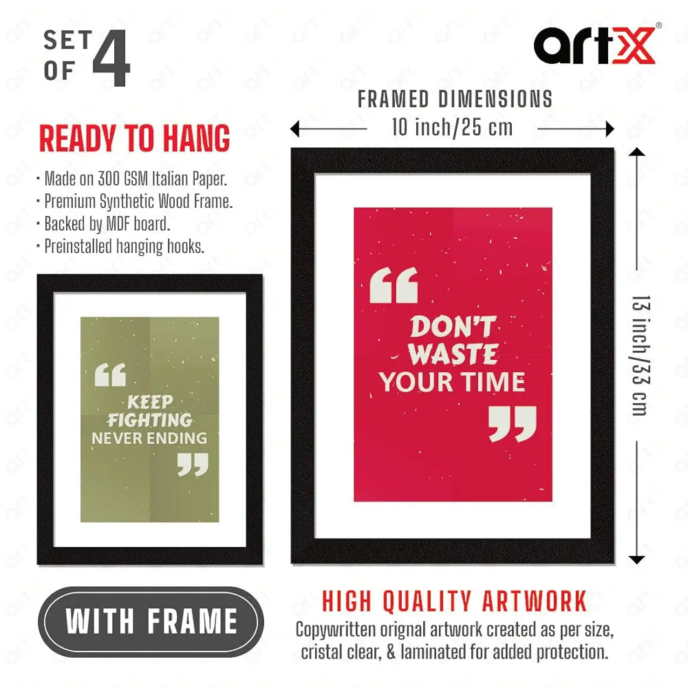 ArtX Paper Famous Motivational Quotes AXF00173-MOT Framed Posters Set of 4