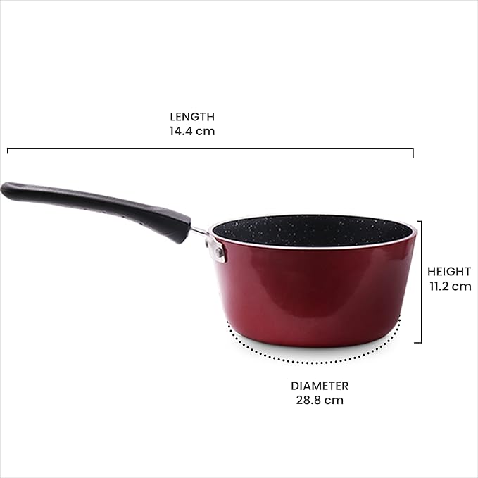 Milton Pro Cook Granito Sandwich Bottom Non Induction Sauce Pan, 14 cm - 350 gms