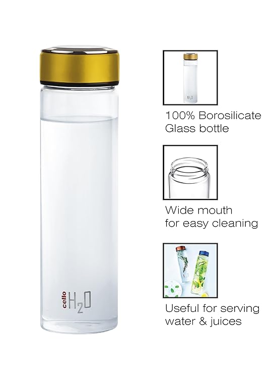 Cello H2o Borosilicate Glass Water Bottle | 1000ml