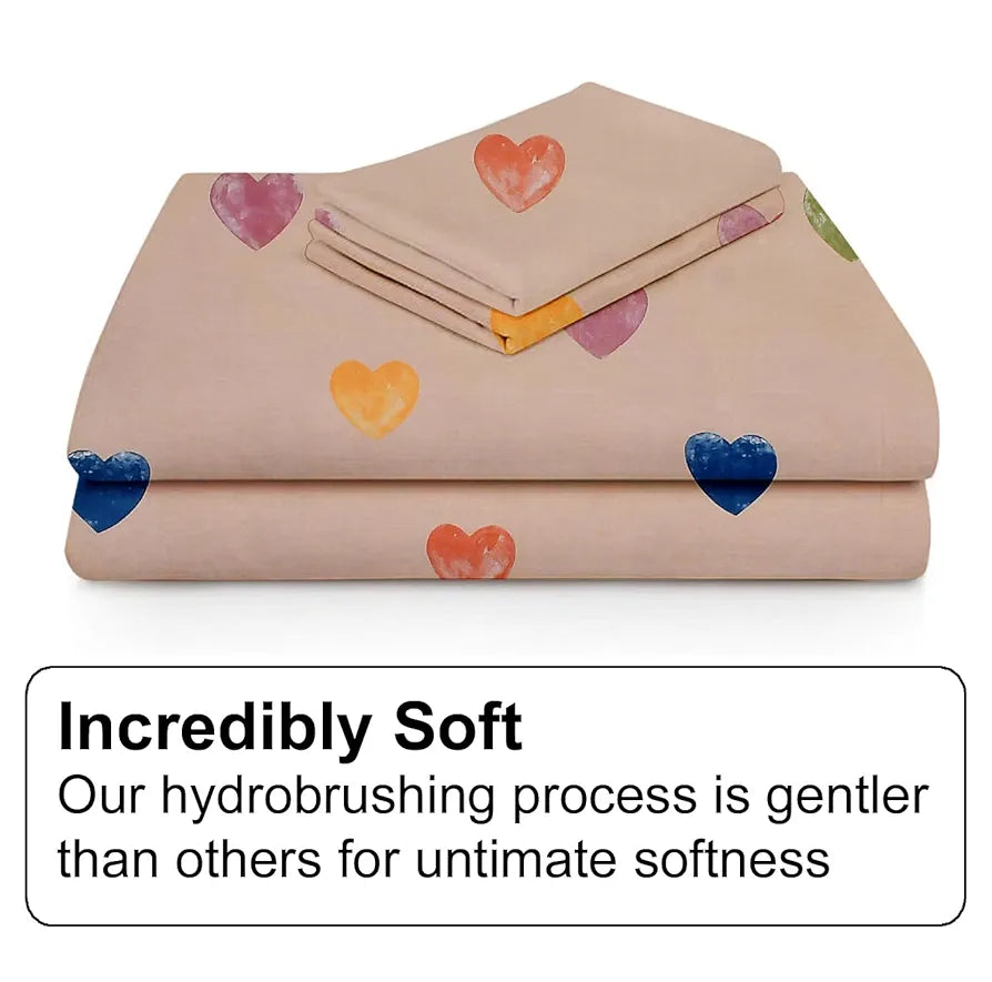 Fresh From Loom Floral Print 240 TC Single Bed Bedsheet Microfiber Anti Fade 1 Pillow Covers Heart-Brown