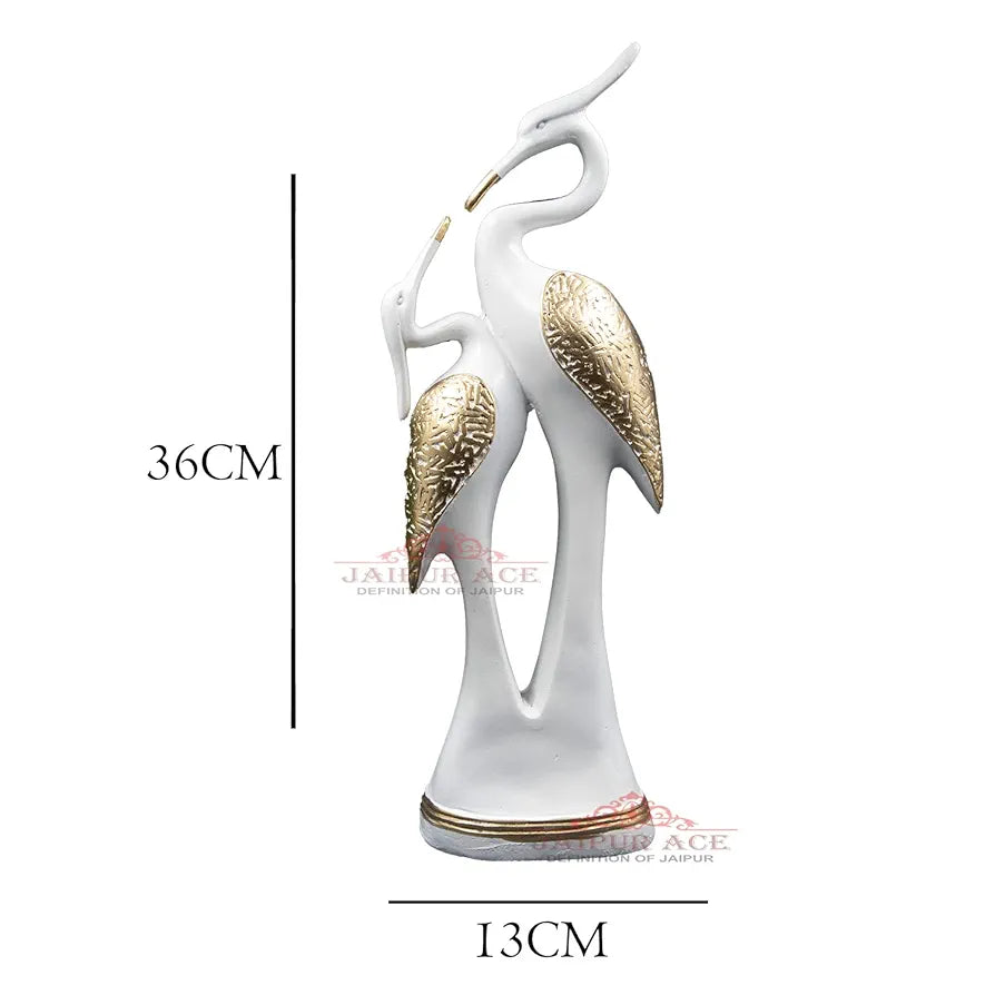 Jaipur Ace Resin Paradise Pair of Kissing Swan Couple Statue Sculptures Showpieces Creative Abstract Design Art Figurine Kissing Swan White