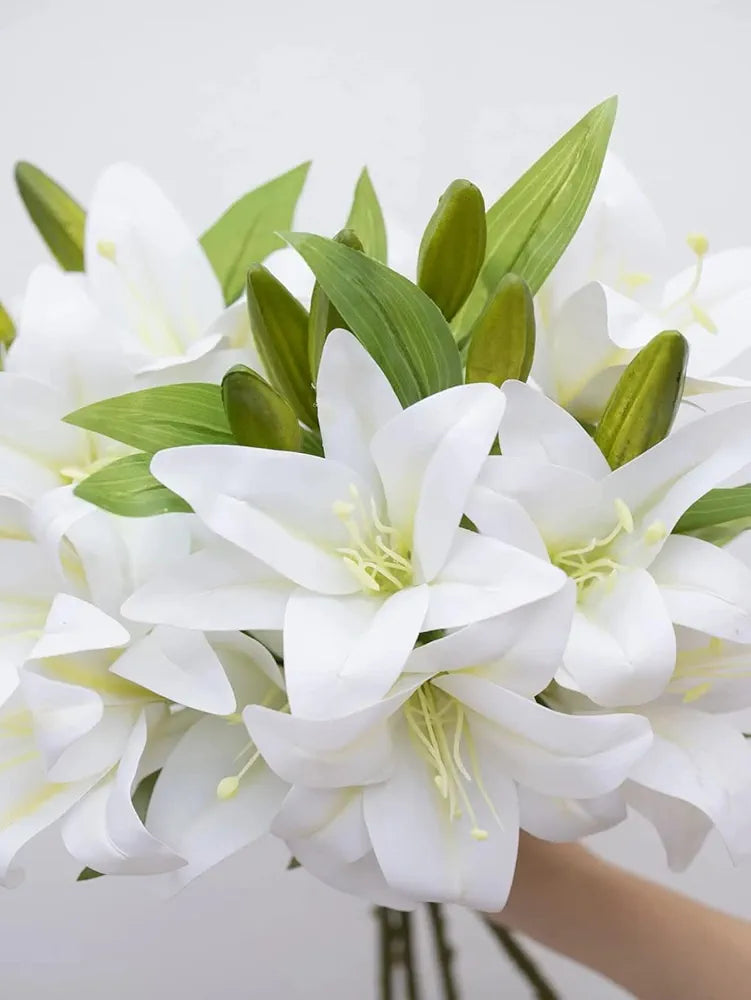 Lily Artificial Foam Flowers Sticks White