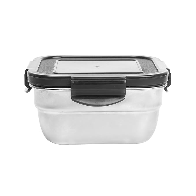 Femora High Steel Square Container Airtight Leakproof Unbreakable Storage Container/ Lunch Box | 550 Ml | Set of 2