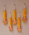 Wood Hangings Set of 5 Jasmine Flower with MDF Diya Orange