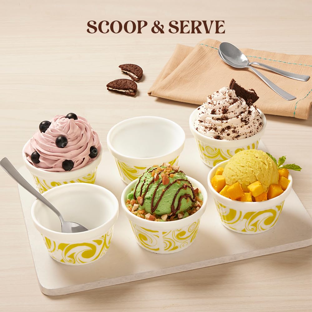 Larah by Borosil Frosty Green Ice Cream Bowl/Dessert Set | Set of 6