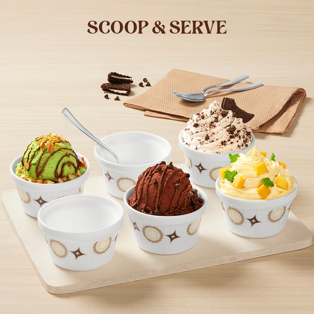 Larah by Borosil Cassata Ice Cream Bowl/dessert Set | Set of 6 | Glass | 220 Ml