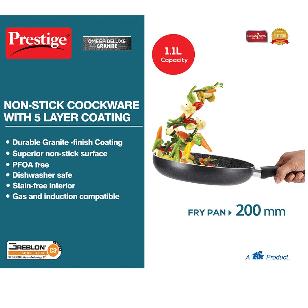 Prestige Non-Stick Omega Deluxe Granite Fry Pan (Omelette Pan) 20 Centimetre