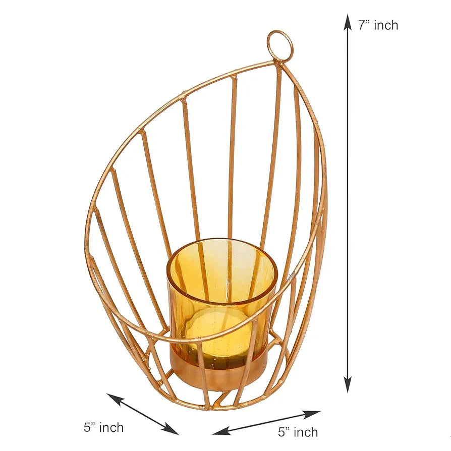 Webelkart Gold Plated Colour tealight Candle Holder with Flower Vine- Diwali Candle Holder