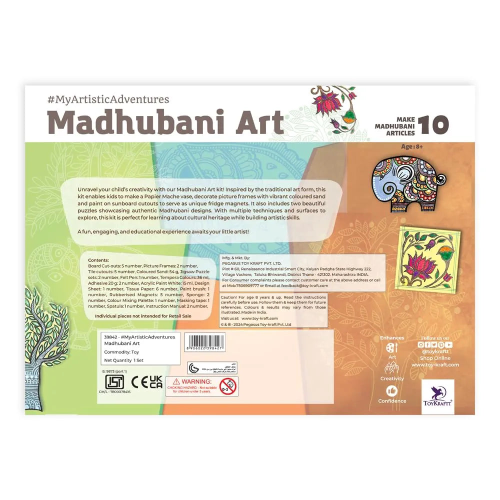TOYKRAFTT DIY Indian Art Forms, Art and Craft Kit for 9-12 Year Olds, Gifts for Girls & Boys - Madhubani Art