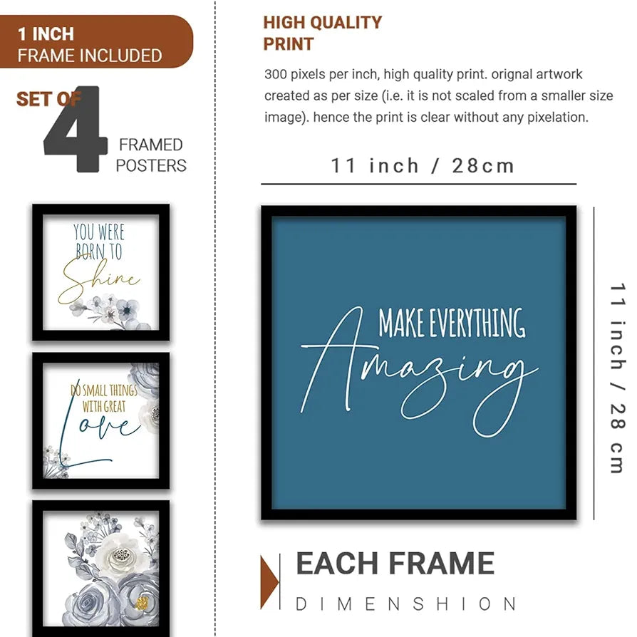 Kotart Make Everything Amazing Quotes Frames for Wall Decor Set of 4