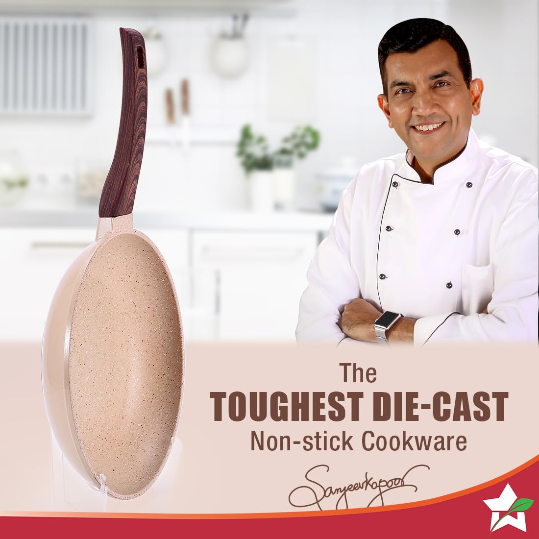 Wonderchef Duralife Die-cast 24 cm Fry Pan | 5 Layer Healthy Duramax Non-Stick Coating | Soft Touch Handle