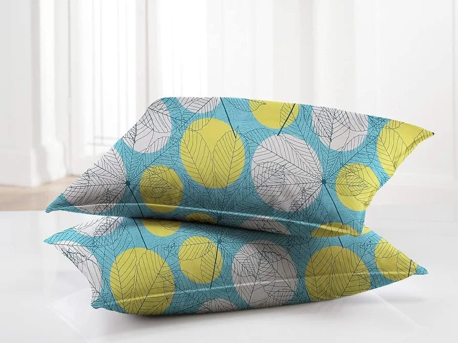 BSB Home Premium Double Bedsheet with 2 Pillow Covers 160 TC Supersoft Microfiber 3 Pcs Set Green and Yellow