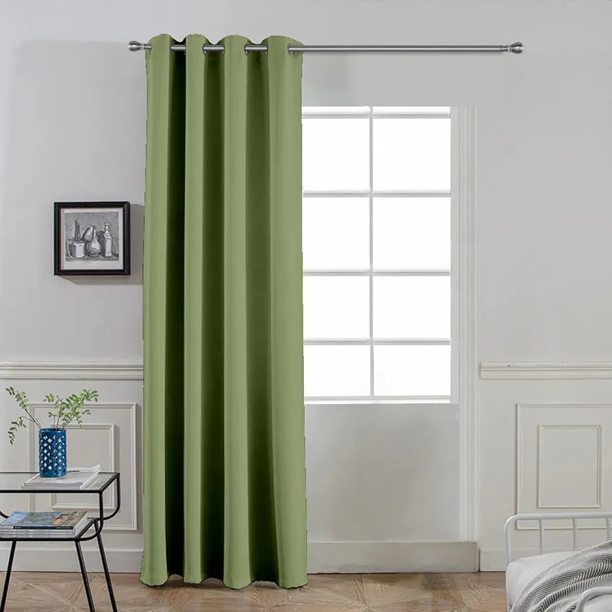 Divine Casa Semi Blackout Door Curtain 7 Feet Colour Pastel Green Super Satin Room Darkening Panel for Home (Pack of 1)