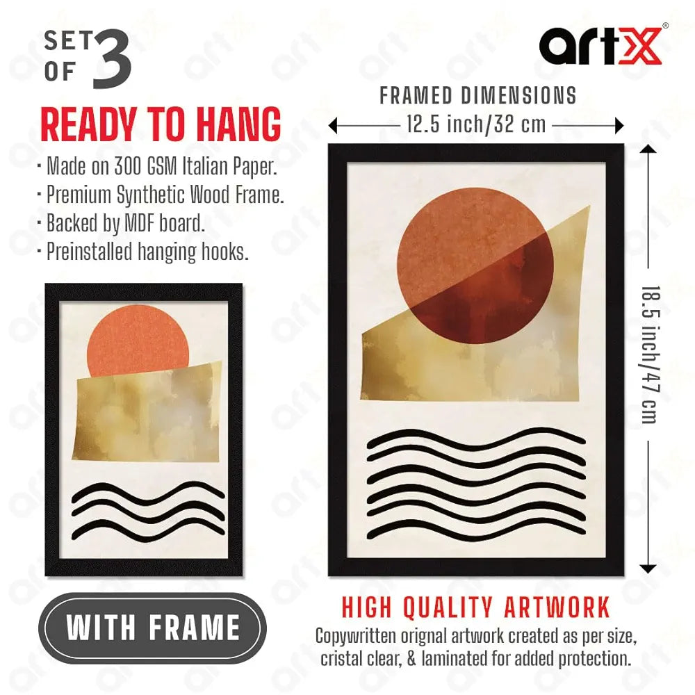 ArtX Paper Boho Landscape Aesthetic Wall Painting Set Of 3