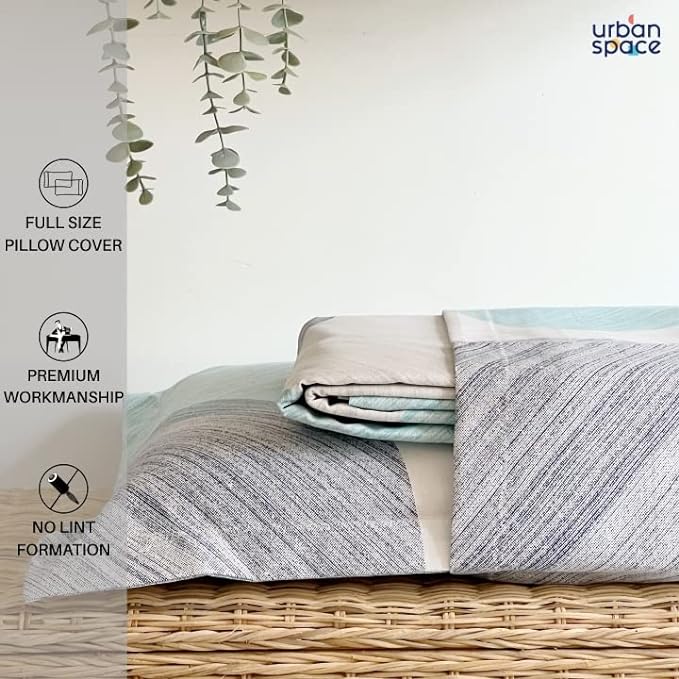 Urban Space Bedsheet for Double Bed 2 Pillow Cover (Colour Oval Blue)