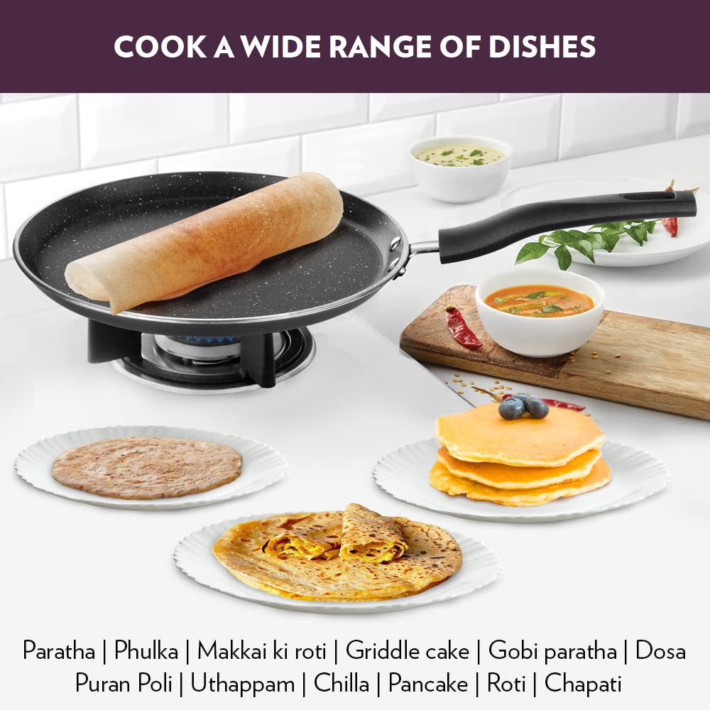 Borosil Granito Non-stick Flat Tawa | Induction Friendly | Granite Finish | Pfoa-free | 30 Cm Diameter