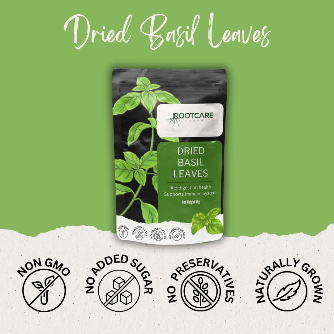 Rootcare Organics Dried Basil Leaves - 50 gms