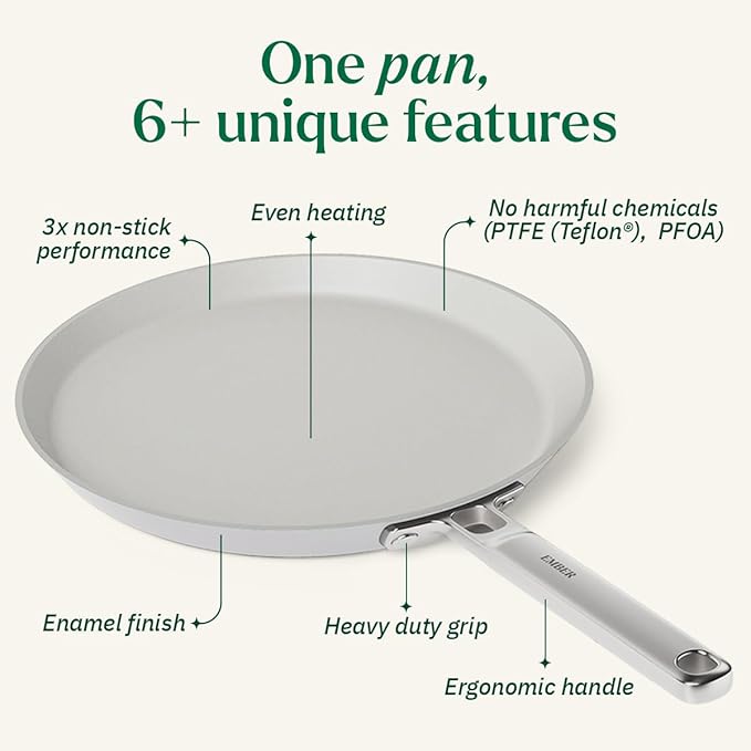 Ember Cookware Arcilla Ceramic Non Stick Dosa Tawa 28cm | Stainless Steel Handle | Grey