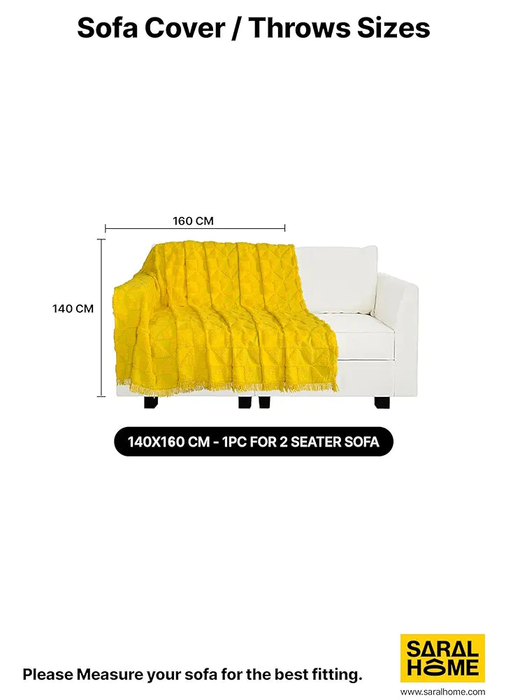 Saral Home Easy Living Soft Cotton 2 Seater Sofa Cover Throw Yellow