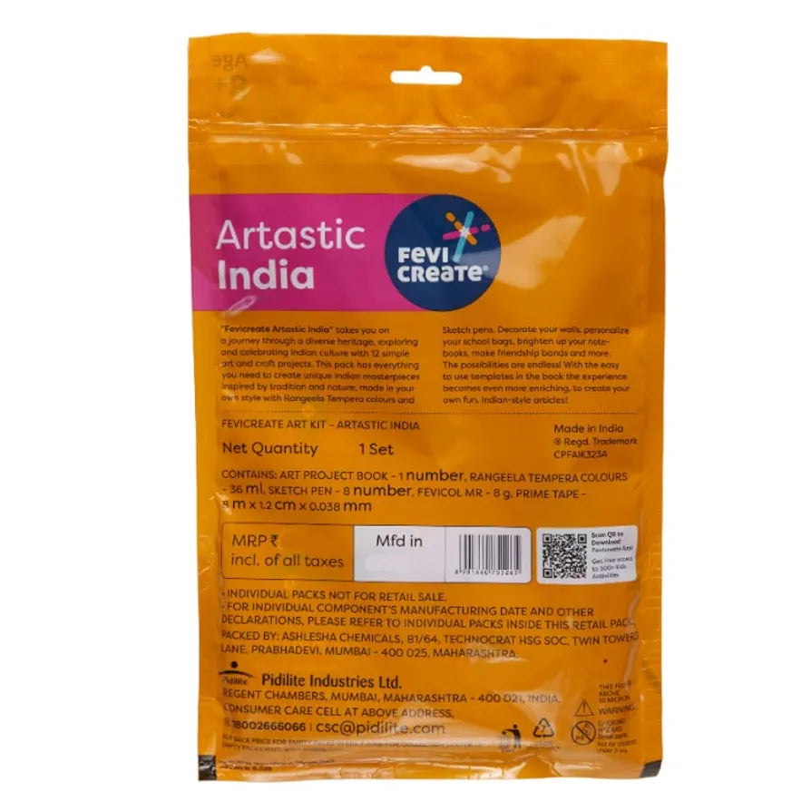 Fevicreate Artastic India Craft Kit | Project Book with 12 Educational Activities, Colours, Craft Supplies | Fun way to boost child's knowledge | By Fevicol | Return Gift for Kids Age 8+ years