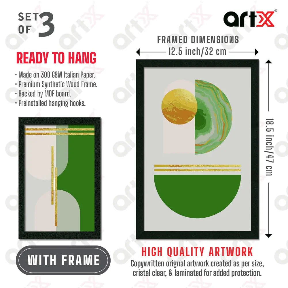 ArtX Paper Boho Aesthetic Wall Painting Multicolor Set Of 3