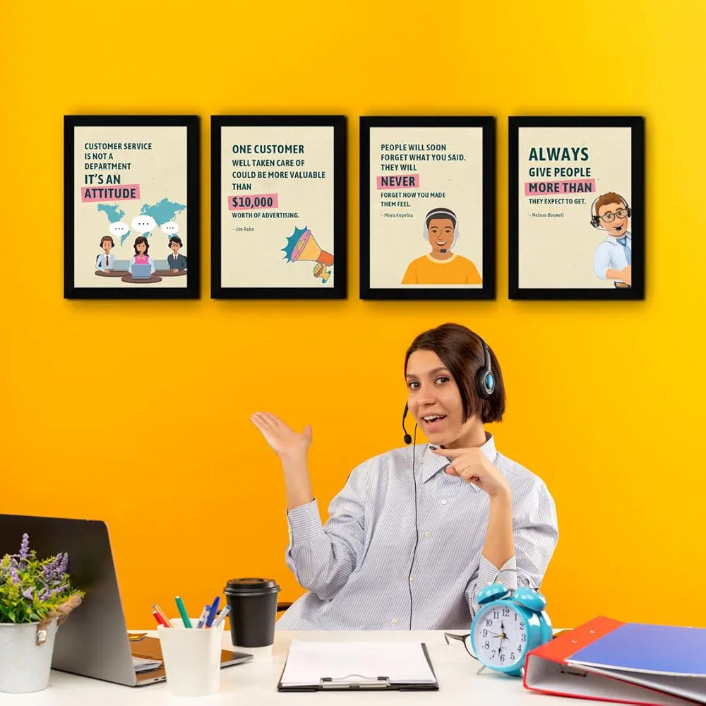 ArtX Paper Call Center Business Sales & Marketing Motivational Quotes AXF00177-MOT Framed Posters A4 Set of 4