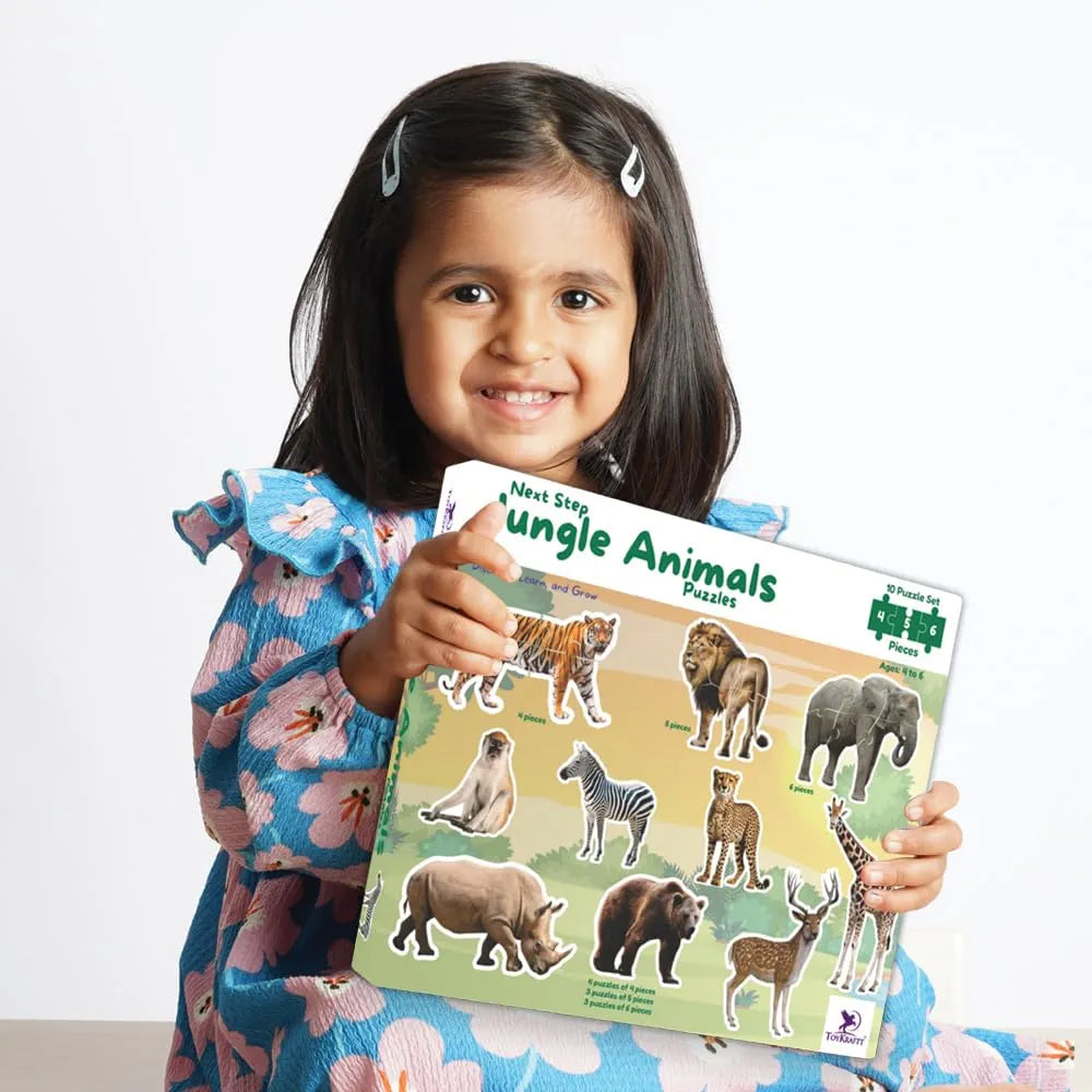 Toykraftt Jungle Animal Puzzles for Kids Aged 3 to 5 Year Olds| 4, 5, & 6 Piece Puzzles for Toddlers