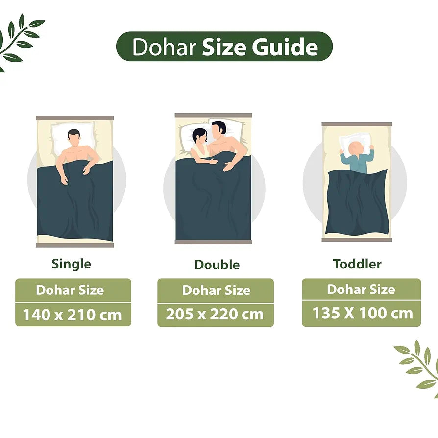 Divine Casa 120 GSM Glace Cotton Single Bed Dohar Lightweight AC Blanket Reversible Leaf Print Quilt Colour Garden Green