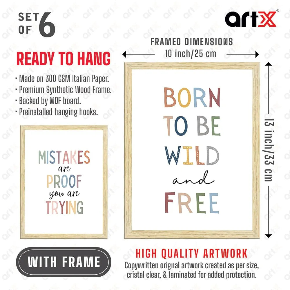 ArtX Paper Motivational -01 Quotes Wall Paintings Animals Set Of 6