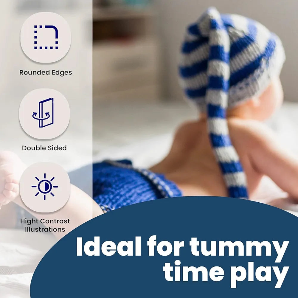 The Curious Bees - Visual Stimulation New Born Anti-Glare Cards | 24 Objects for Visual Colour Stimulation, Cognitive & Sensory Development of 6-12 Month Old Kids
