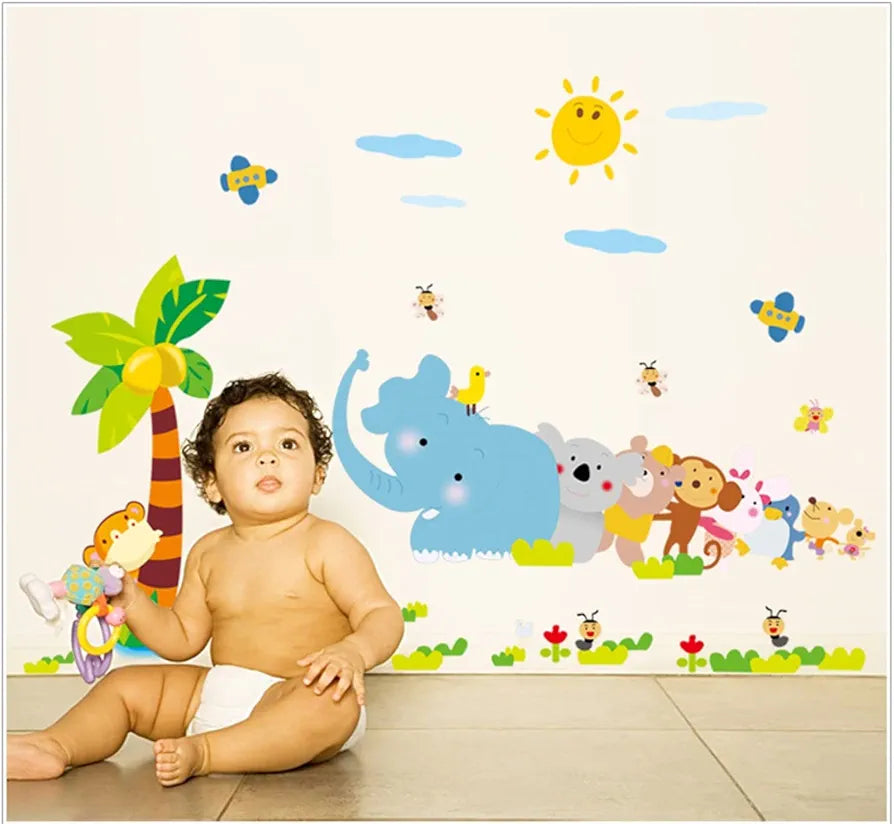 Jaamso Royals Cartoon Animal Jungle Vinyl Peel and Stick Decorative Wall Sticker