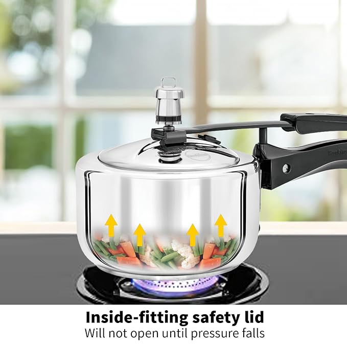 Hawkins 1.5 Litre Pressure Cooker Stainless Steel Inner Lid Cooker Induction Cooker Small Cooker Silver